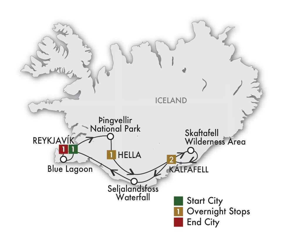 6 Day Northern Lights Quest Of Iceland Itinerary Map